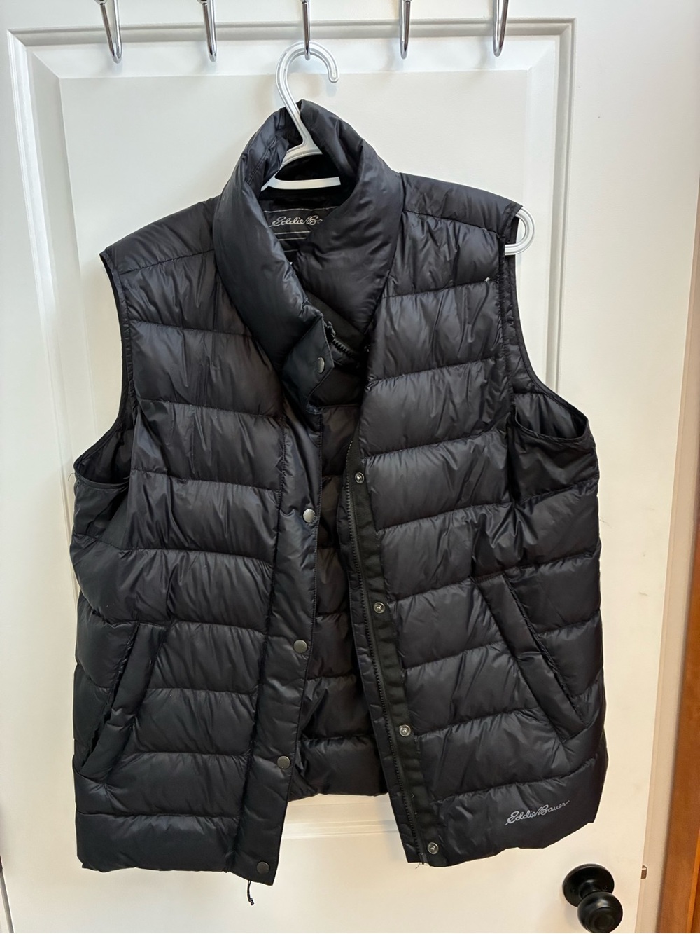 Eddie Bauer Black Quilted Down Vest with Stand Collar